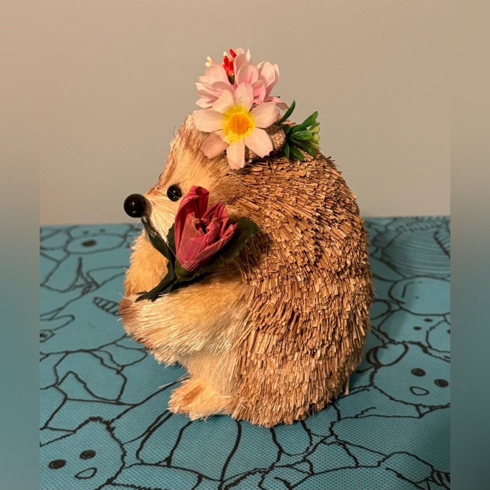 Hedgehog Woodland Bristle Sisal Straw Spring Easter Decor - Picture 2 of 7